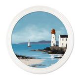 The Coastal Lighthouse - Oxford White Round Frame