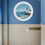 The Coastal Lighthouse - Oxford White Round Frame