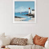 The Coastal Lighthouse- White Hurstwood Square Frame