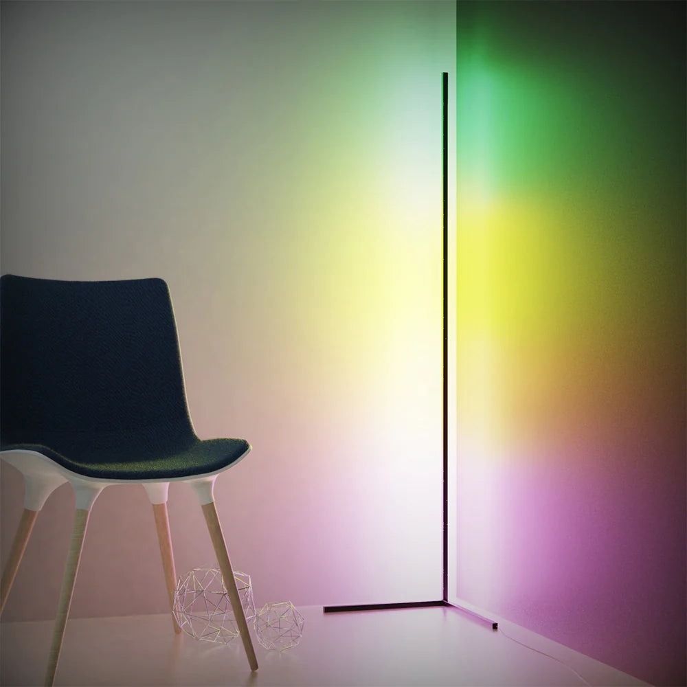 The Halo Deluxe Corner Floor Lamp with White & Rainbow Effect