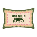 The Pillow Drop Hot Girls Drink Matcha Needlepoint Cushion