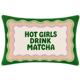 The Pillow Drop Hot Girls Drink Matcha Needlepoint Cushion