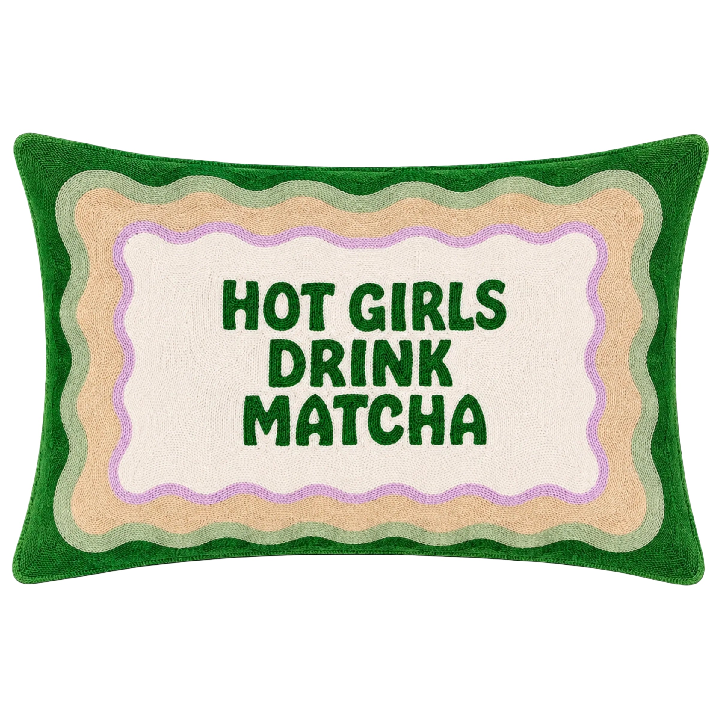 The Pillow Drop Hot Girls Drink Matcha Needlepoint Cushion