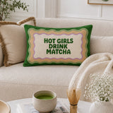 The Pillow Drop Hot Girls Drink Matcha Needlepoint Cushion