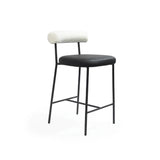 Tommy Franks Alita Bar Stool – Mustang Black & Chex Bouclé Polar