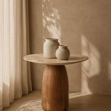 Tommy Franks Basilca Side Table - Walnut Travertine