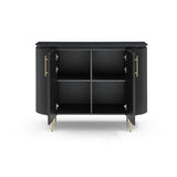 Tommy Franks Lantine 2 Door Cabinet – Matte Black Oak and Brass