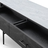 Tommy Franks Lantine Marble Console Table – Matte Black