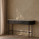 Tommy Franks Lantine Marble Console Table – Matte Black