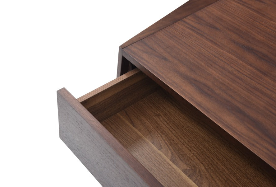 Tommy Franks Madon Wide Bedside Table - 70cm – Walnut