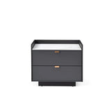 Tommy Franks Saviour Bedside Table - White Marble & Anthracite/Grey Wash Oak