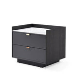 Tommy Franks Saviour Bedside Table - White Marble & Anthracite/Grey Wash Oak