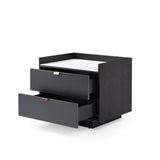 Tommy Franks Saviour Bedside Table - White Marble & Anthracite/Grey Wash Oak