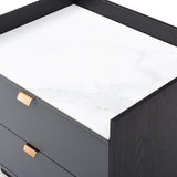 Tommy Franks Saviour Bedside Table - White Marble & Anthracite/Grey Wash Oak