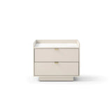 Tommy Franks Saviour Bedside Table - White Marble & Beige