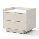 Tommy Franks Saviour Bedside Table - White Marble & Beige