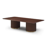 Tommy Franks Lantine Coffee Table – Double Pedestal – Walnut & Brass