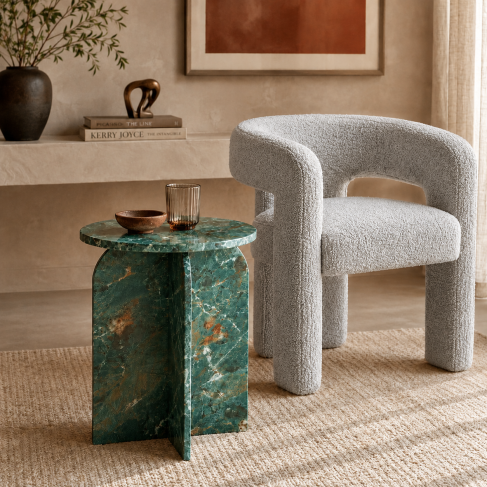 Twenty10 Designs Arco Side Table – Amazon Green Marble Effect