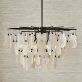 Uttermost Black Label Seeded Shield 8 Light Chandelier - Champagne