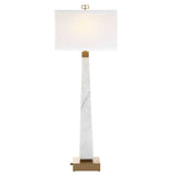 Uttermost Black Label Spire Buffet Lamp - White Marble & Brass