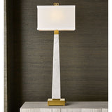 Uttermost Black Label Spire Buffet Lamp - White Marble & Brass