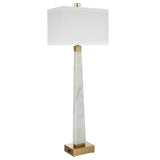 Uttermost Black Label Spire Buffet Lamp - White Marble & Brass