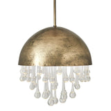 Uttermost Downpour Round Brass & Glass Droplet Pendant – 6 Lights