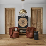 Uttermost Downpour Round Brass & Glass Droplet Pendant – 6 Lights