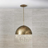 Uttermost Downpour Round Brass & Glass Droplet Pendant – 6 Lights