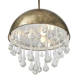 Uttermost Downpour Round Brass & Glass Droplet Pendant – 6 Lights