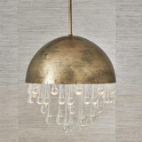 Uttermost Downpour Round Brass & Glass Droplet Pendant – 6 Lights