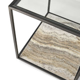 Uttermost Floating Plane End Table – Bronze & Travertine