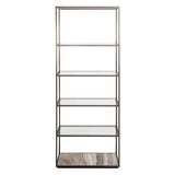 Uttermost Floating Plane Etagere – Travertine & Bronze