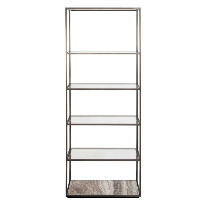 Uttermost Floating Plane Etagere – Travertine & Bronze