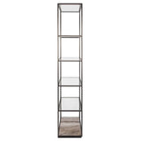 Uttermost Floating Plane Etagere – Travertine & Bronze