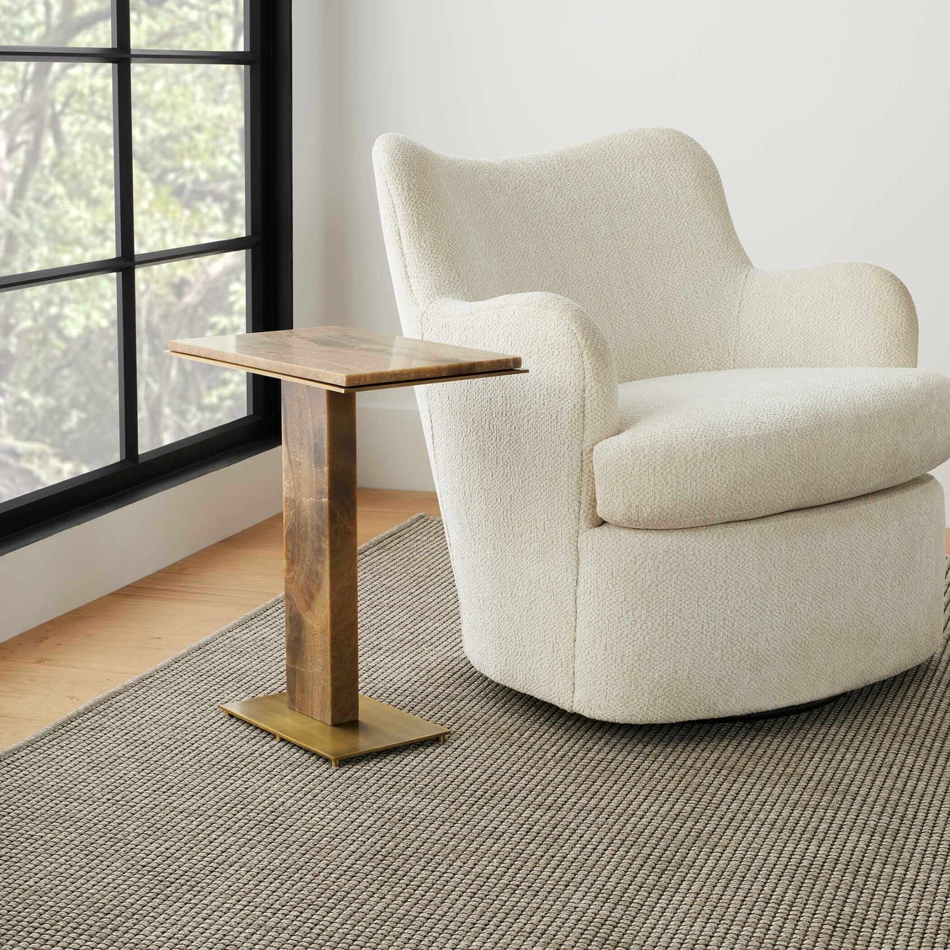 Uttermost Overhang Accent Table – Latte Onyx
