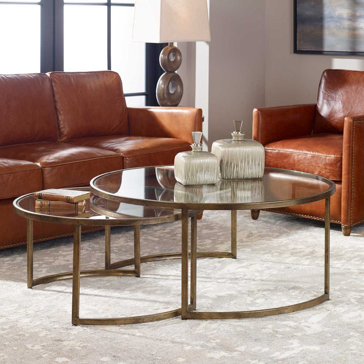 Uttermost Rhea Nested Coffee Tables – Antiqued Gold Leaf