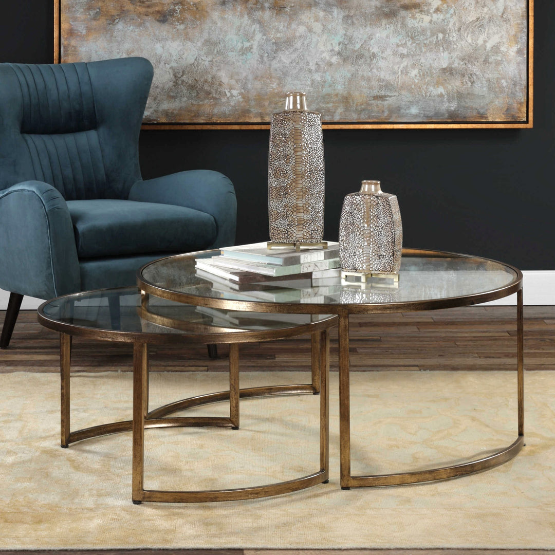 Uttermost Rhea Nested Coffee Tables – Antiqued Gold Leaf