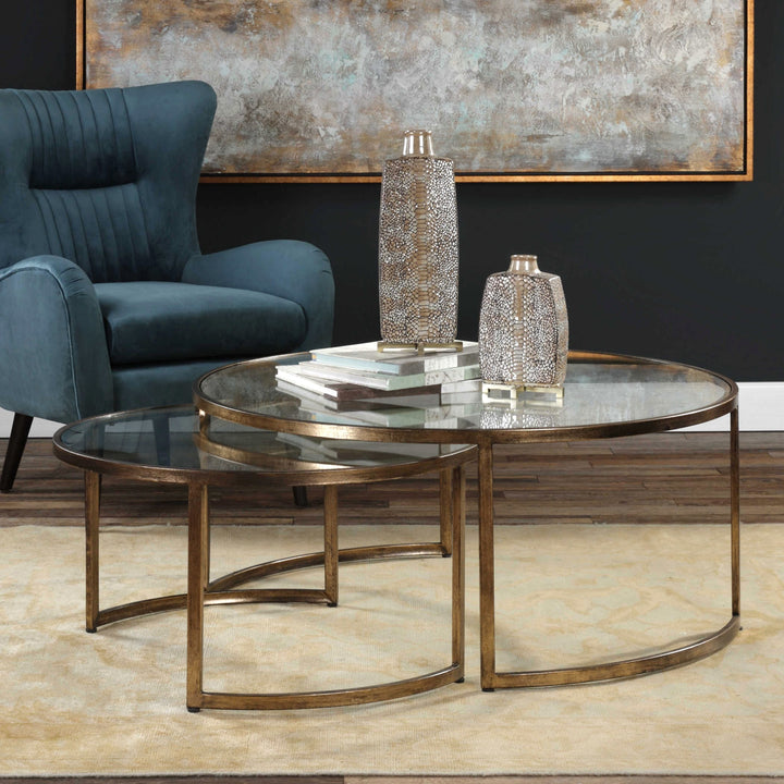 Uttermost Rhea Nested Coffee Tables – Antiqued Gold Leaf