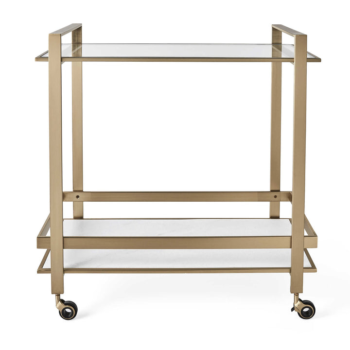 Uttermost Roll Along Bar Cart – Brass & Marble
