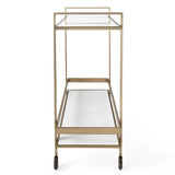 Uttermost Roll Along Bar Cart – Brass & Marble