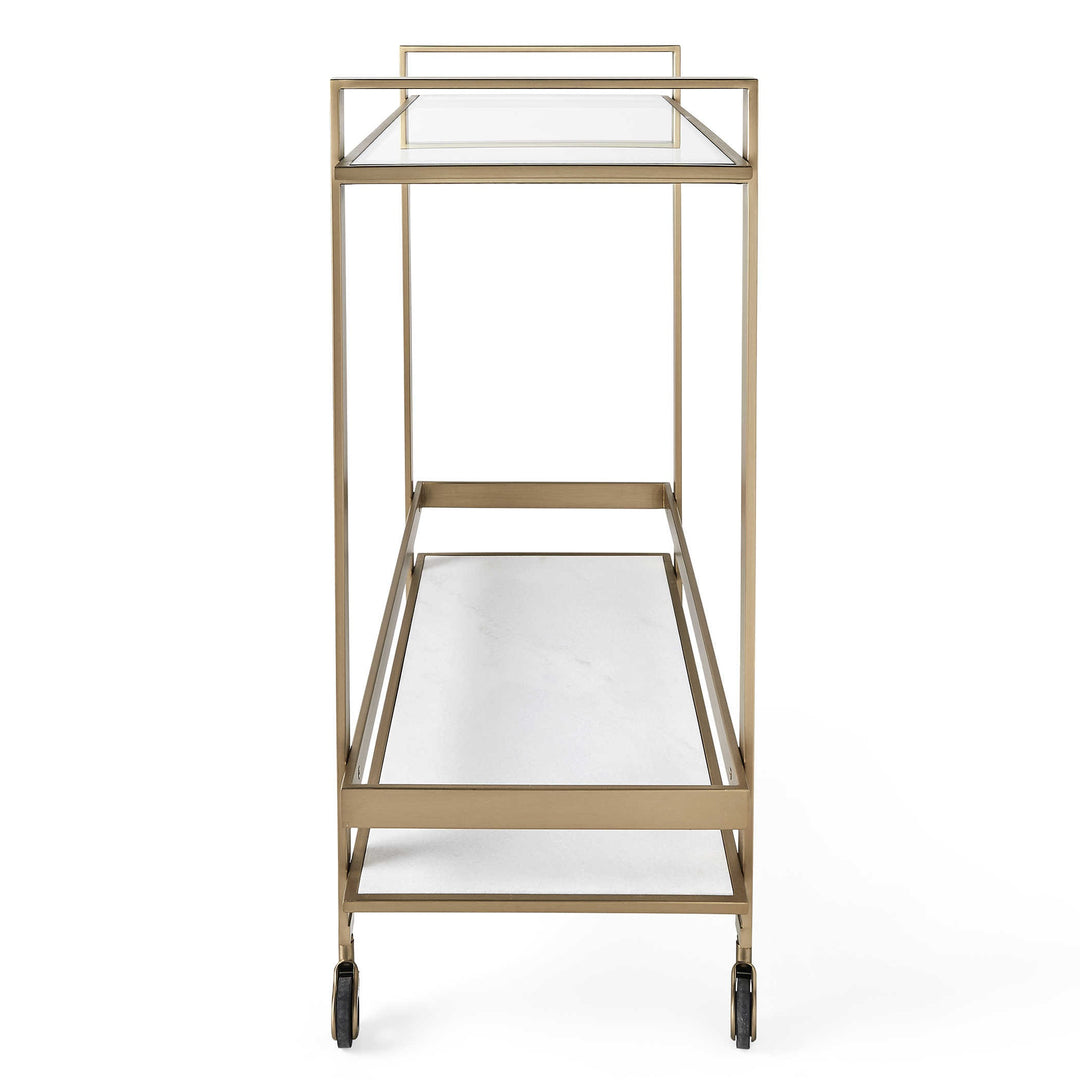 Uttermost Roll Along Bar Cart – Brass & Marble