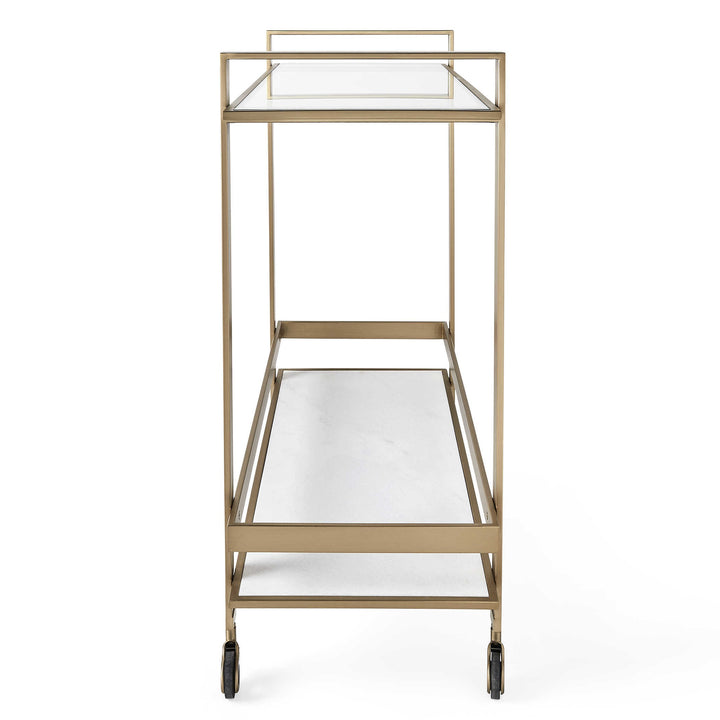 Uttermost Roll Along Bar Cart – Brass & Marble