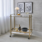 Uttermost Roll Along Bar Cart – Brass & Marble