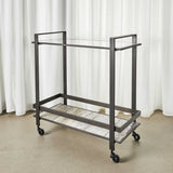 Uttermost Roll Along Bar Cart – Bronze & Travertine