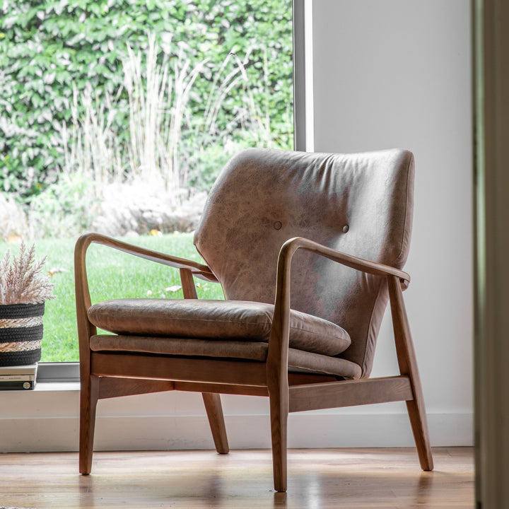 Vaughn Armchair – Brown Leather