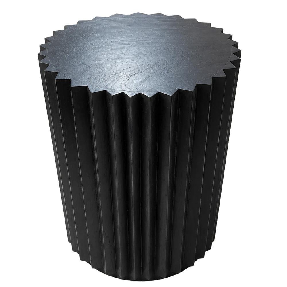 Waverley Round Ridged Side Table – Black