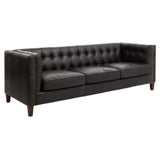 Wendell Three Seater Chesterfield Sofa – Black Leather