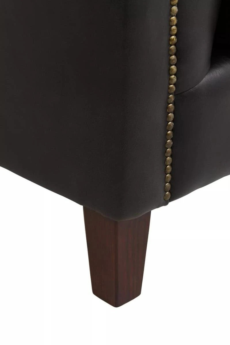 Wendell Three Seater Chesterfield Sofa – Black Leather