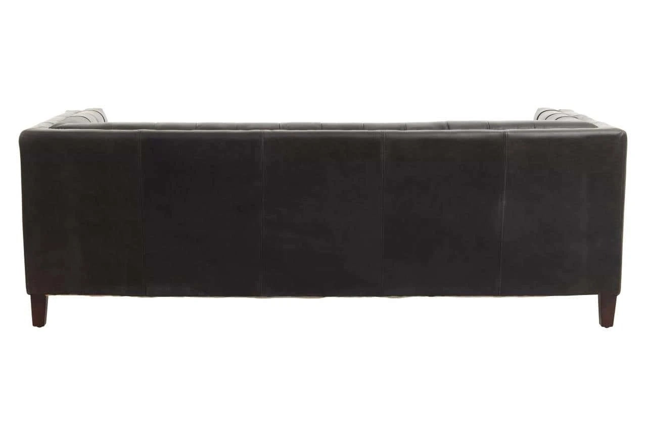 Wendell Three Seater Chesterfield Sofa – Black Leather